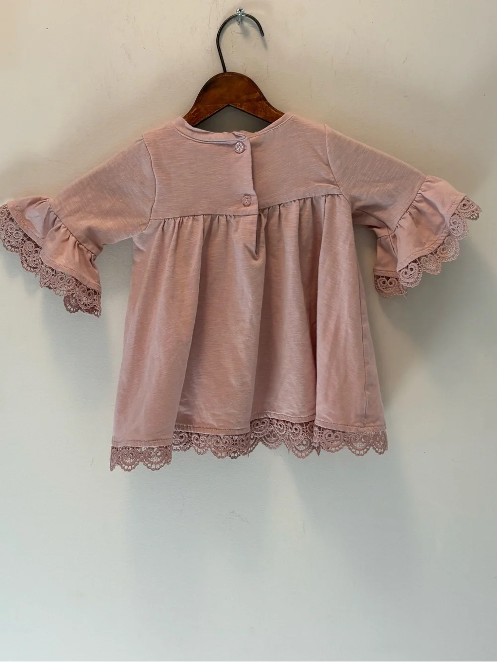 Girls' Pink Crocheted Lace-Trim Peplum Top Dusty Pink 2T